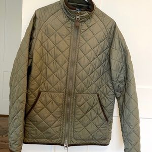 Polo Ralph Lauren Green Quilted Fleece Suede Hunting Barn Chore Jacket Large L